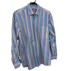 Alan Flusser Men's Multicolor Stripe Button-Up Shirt size M